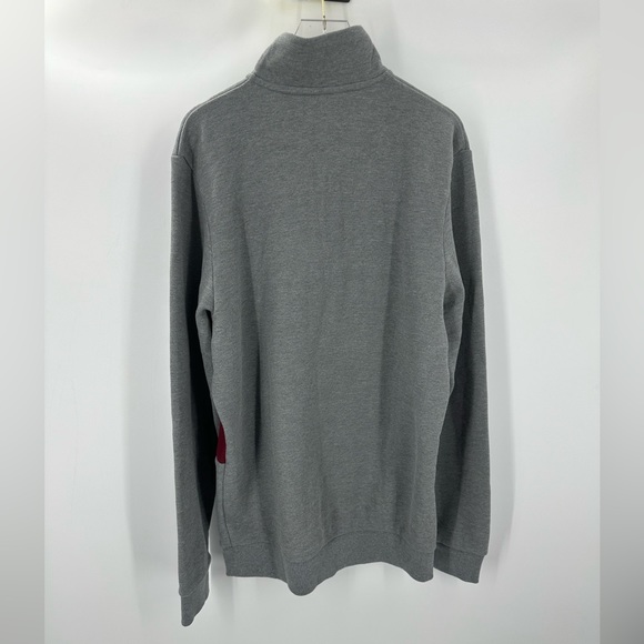 Under Armour Loose Fit Knit Sweater Gray Red Stripe Mens Medium Zip | E1501 - Picture 7 of 10